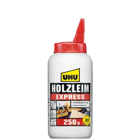 UHU Holzleim Express D2 ohne Lösungsmittel, Flasche mit 250 g