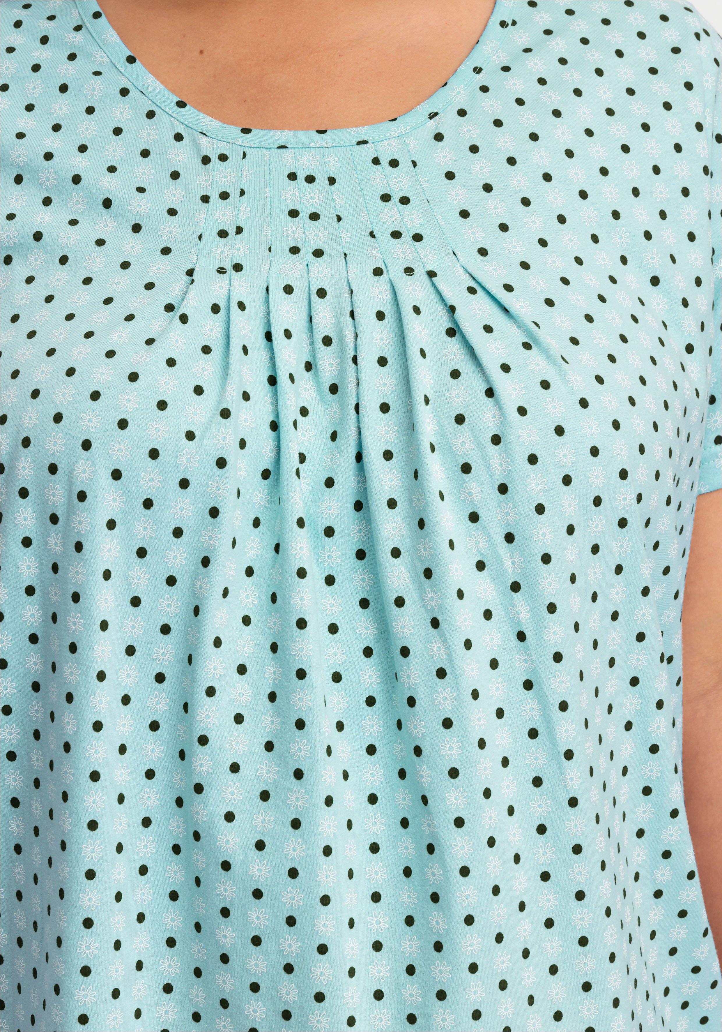 Shirt mit Falten am Ausschnitt und Minimalprint