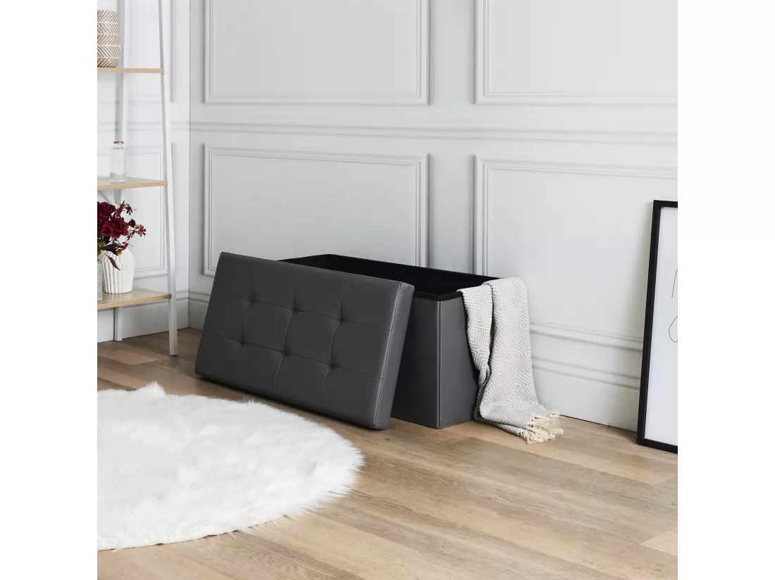 Coffre Banc Pliable Pu Gris