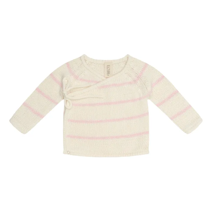 Illoura the Label Pull Cache-Cœur Coton Bio Rayé Poet | Ecru