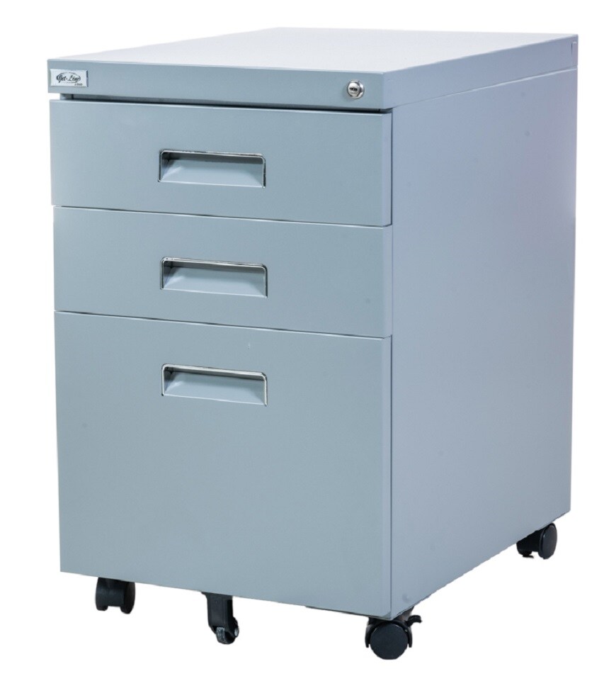Jet-Line Büro Rollcontainer 3 Schubladen Hängeregistratur abschliessbar PAUL grau Bürocontainer