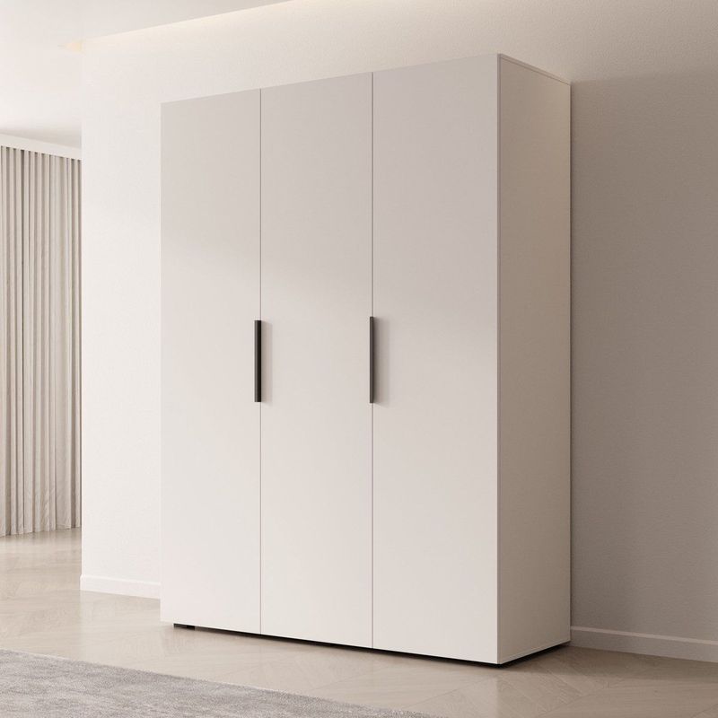 Meubella - Marquesa - Kledingkast - Wit - 3 Scharnierdeuren - 2 Opbergvakken - 2 Kledingroedes