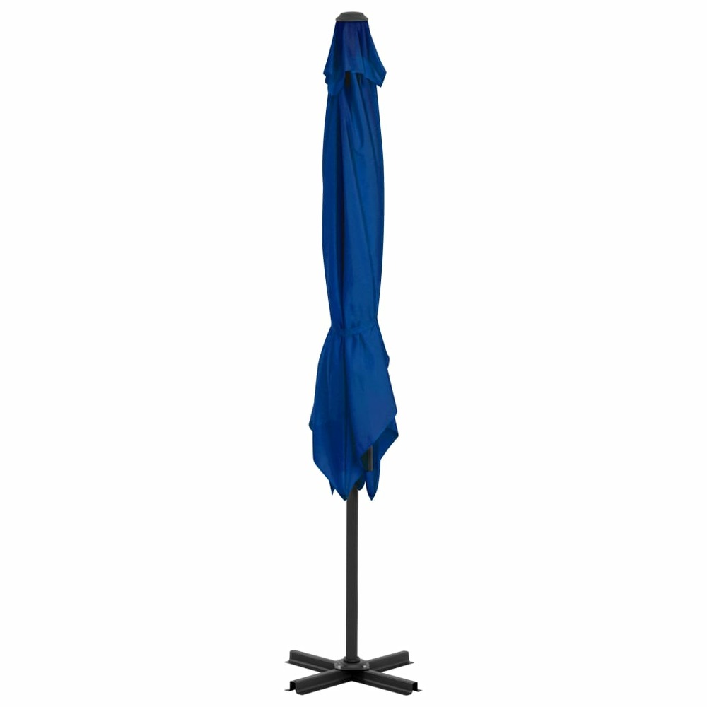 Parasol déporté et mât en aluminium 250 x 250 cm bleu azuré