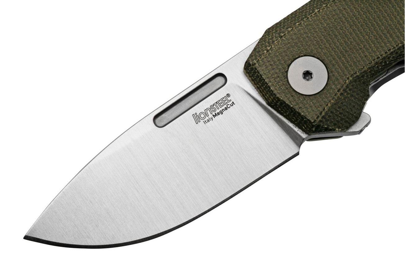 LionSteel Nano NA01-CVG Frame Lock, Magnacut, Green Canvas Micarta, zakmes