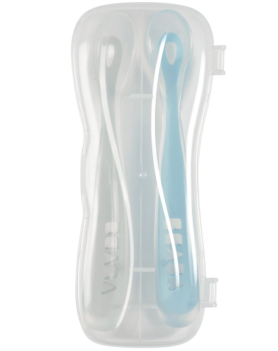Silikon-Löffel FIRST MEAL 2er Set mit Box in grey/blue