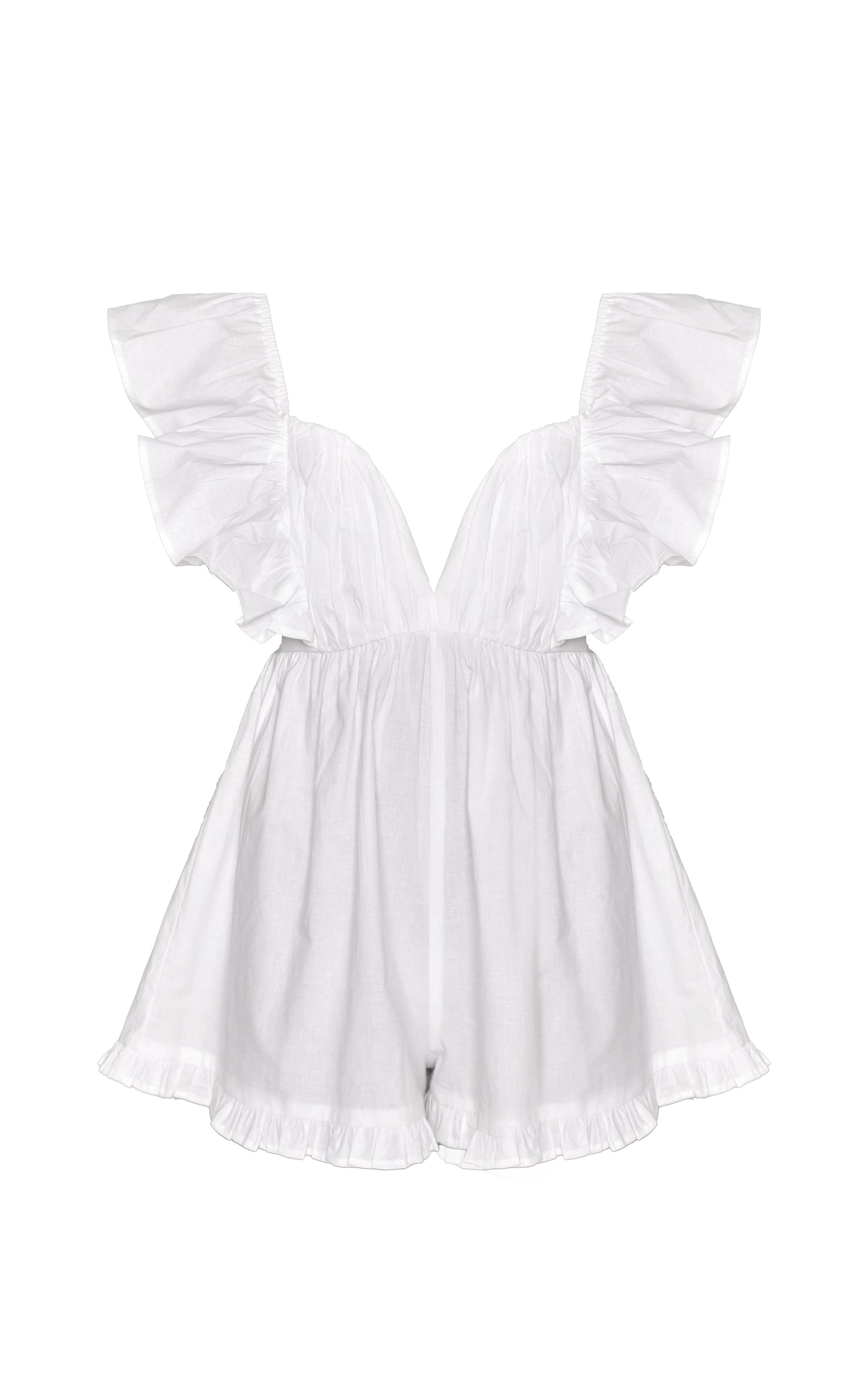 Blanc Combi-short Bouffante Effet Lin