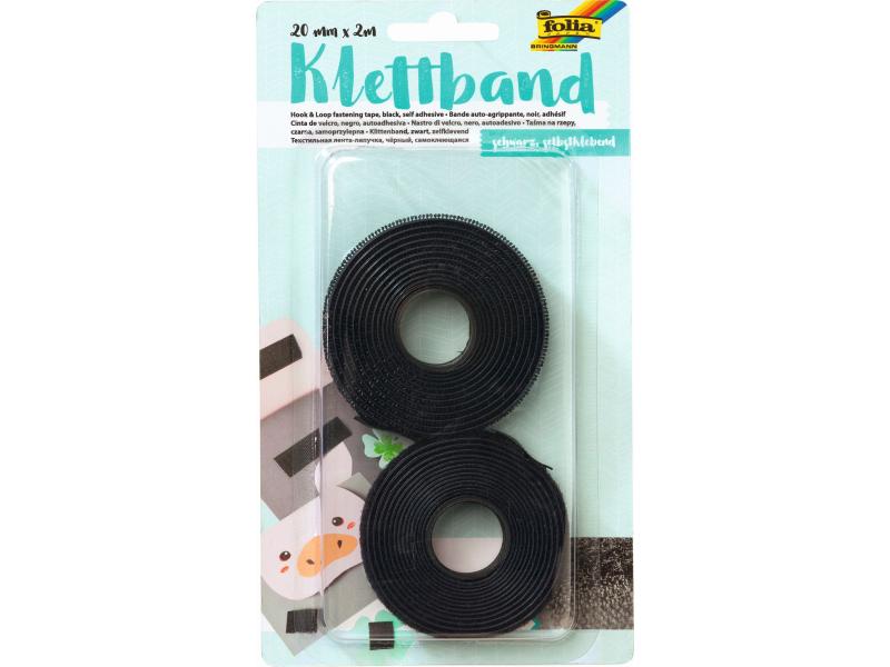 Folia Klettband Selbstklebend Schwarz Selbstklebendes Klettband, schwarz
