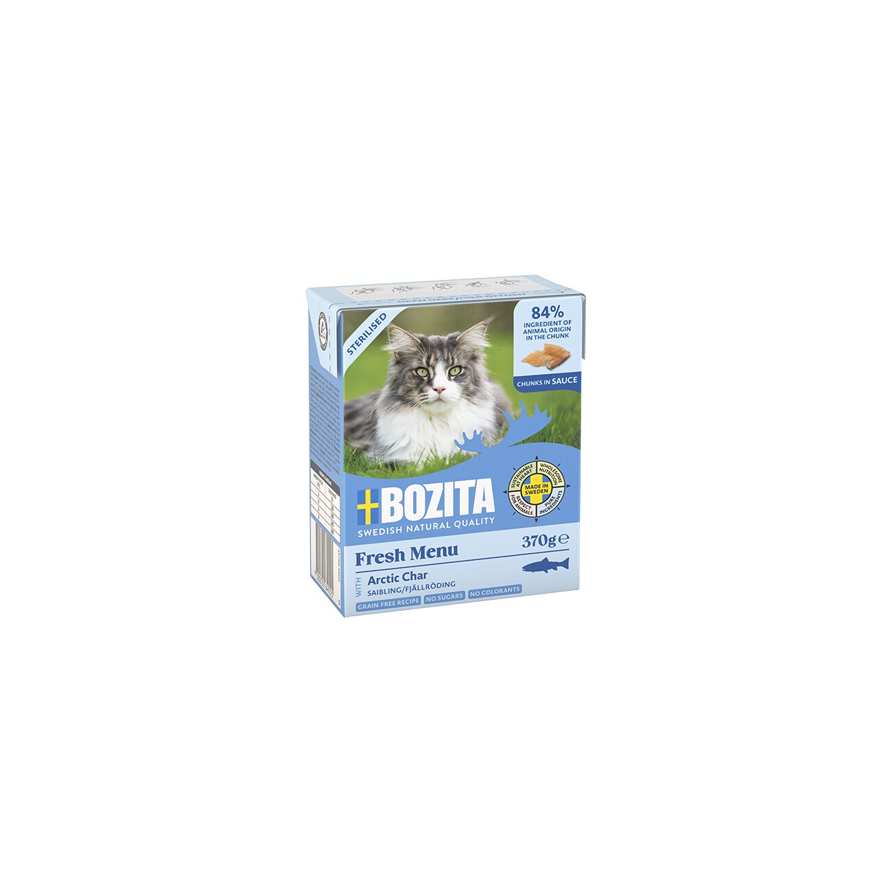 BOZITA Nassfutter Katze Sterilised Häppchen in Sauce mit Saibling 6x370 g