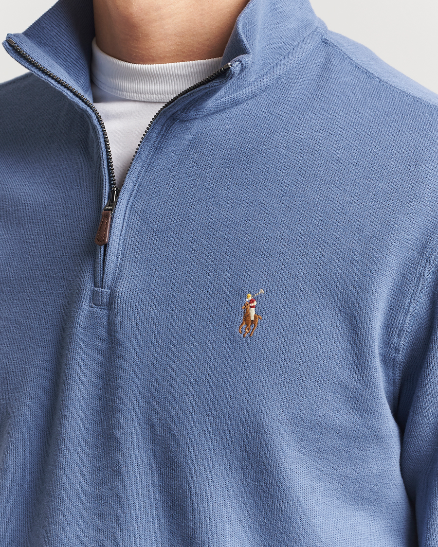 Polo Ralph Lauren Double Knit Jaquard Half Zip Sweater Capri Blue