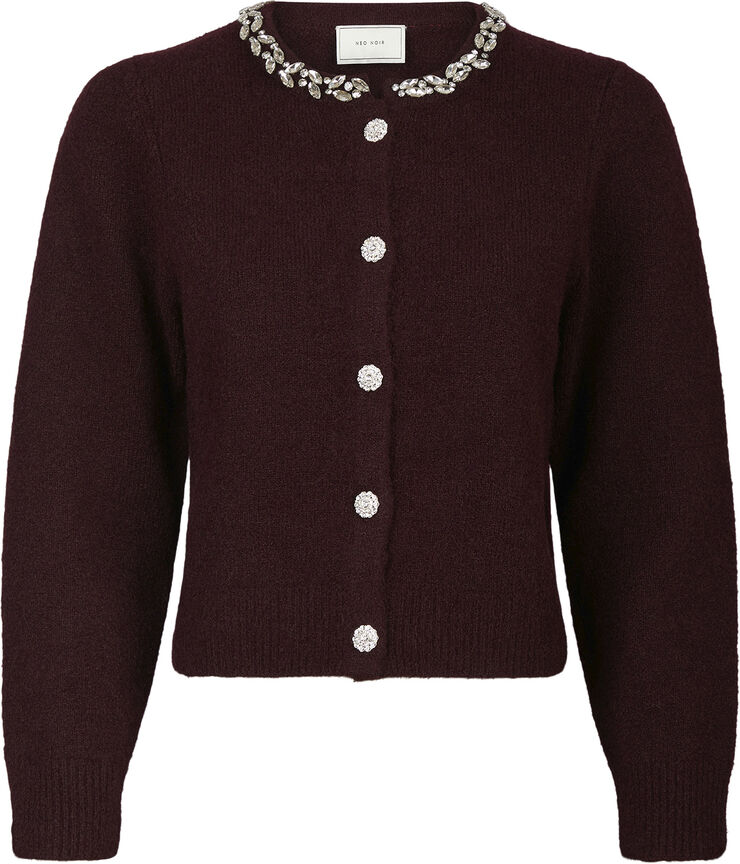 Neo Noir Marie Stone Knit Cardigan Wine