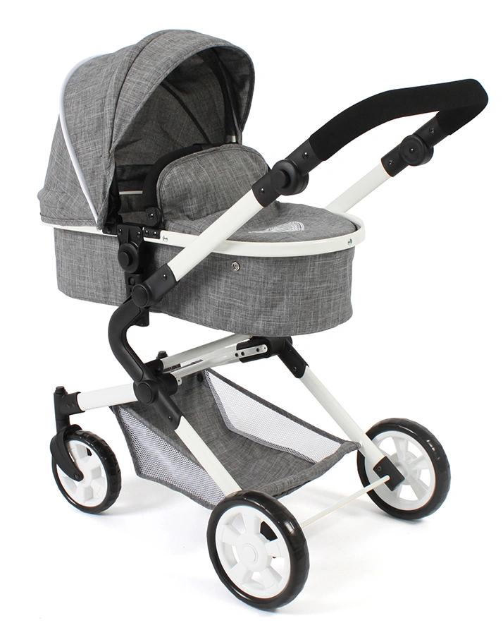 Kombi-Puppenwagen LIA – BIG HEART in jeans grey