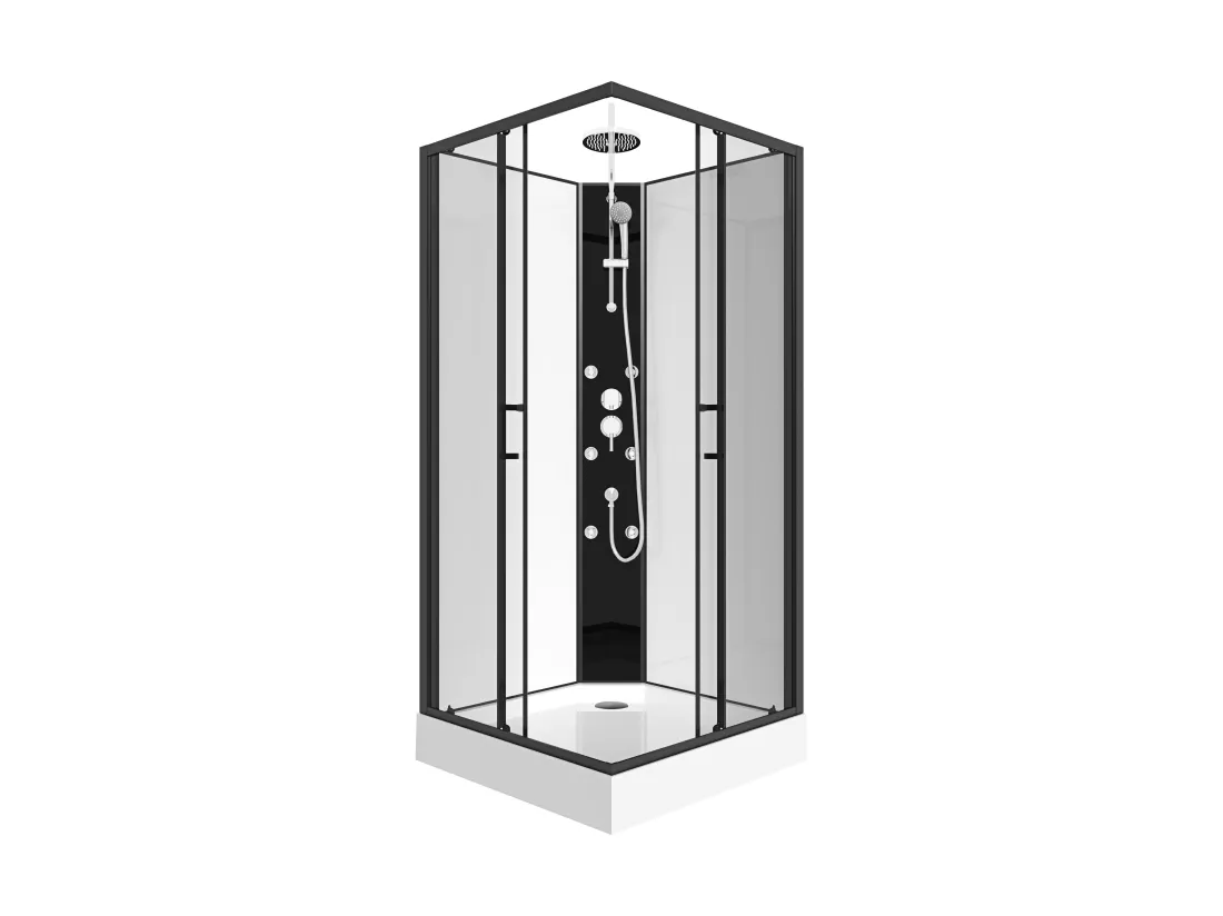Cabine de douche d'angle hydromassante - L80 x l80 x H225 cm - KIVORA