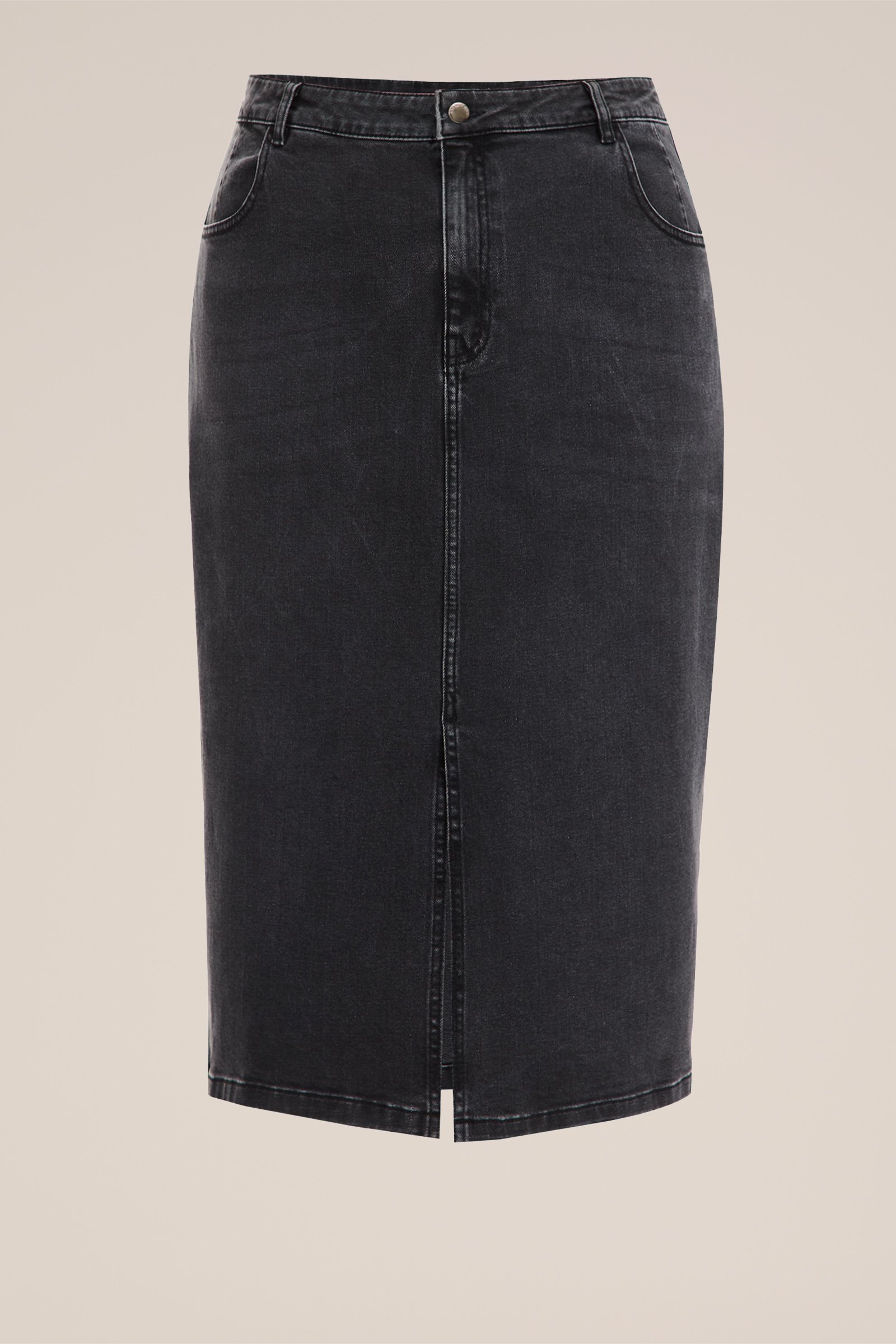 high rise denim rok - Curve Blue Ridge Donkergrijs