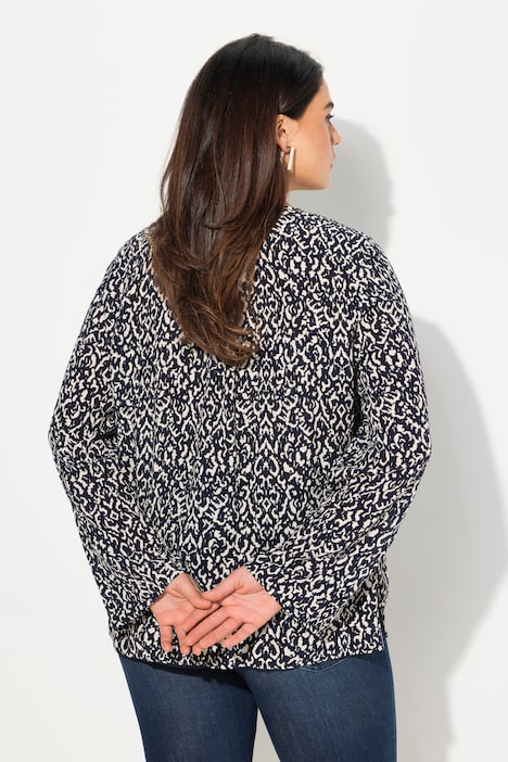 Bluse, gesmokt, Rundhals, ausgestellter Langarm