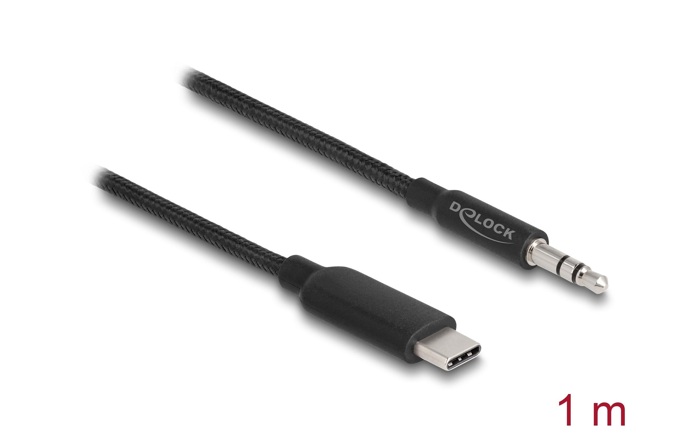Audio-Kabel USB-C - 3.5 mm Klinke 1 mDelock Audio Stereo Kabel USB Type-C Stecker zu Klinkenstecker 3.5 mm 3 Pin 1 m schwarz