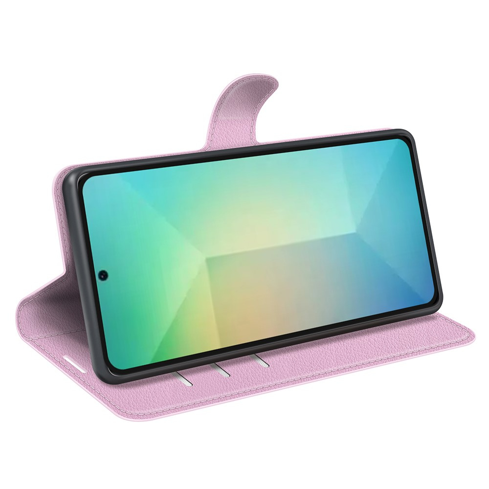 Samsung Galaxy S25 Leder Tasche Flip Cover Litchi Look - Rosa