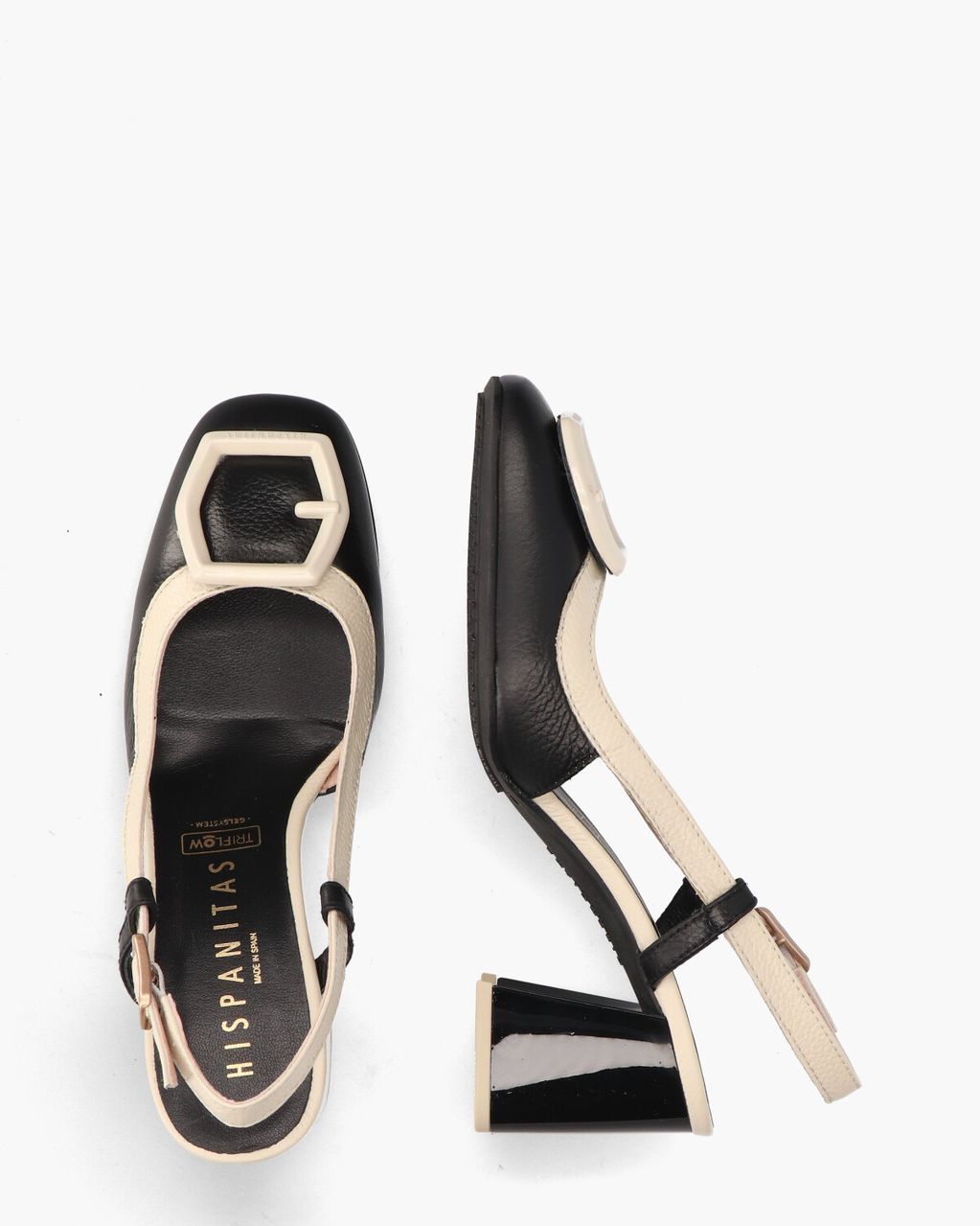 Hispanitas CHV243221 Zwart/Off-White Dames Slingbackpumps