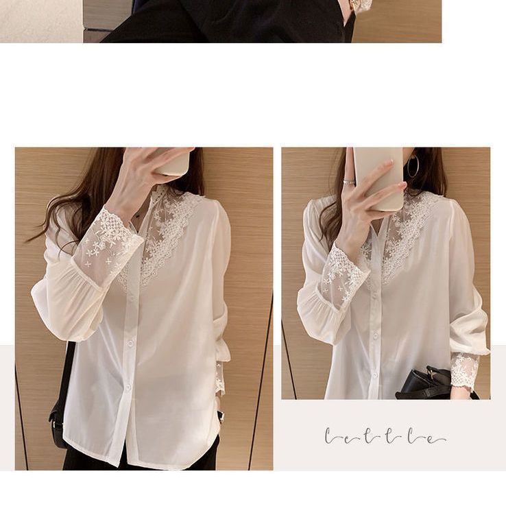 Arroba - Blouse met kantpaneel en knoopjes