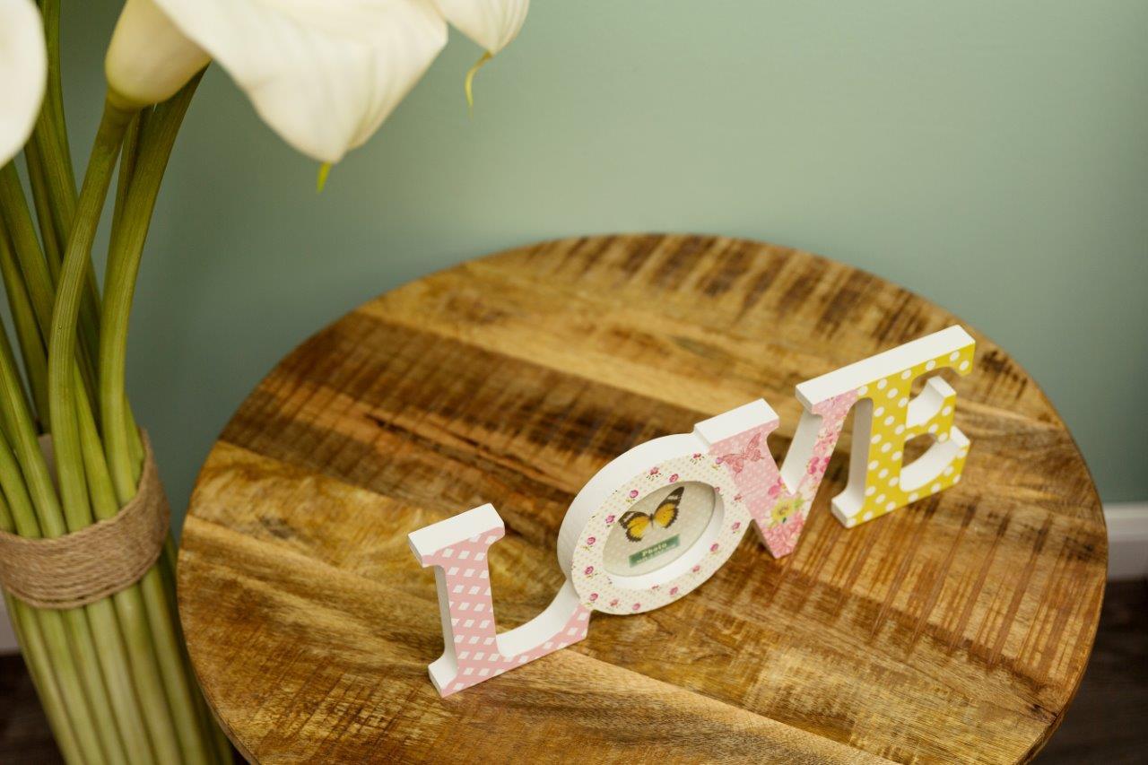 Love-Bilderrahmen SAGA - weiß-rosa-grün - 37 cm