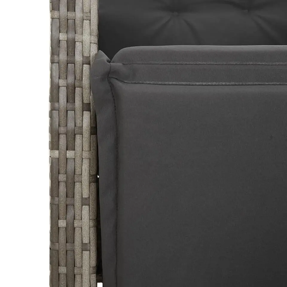 vidaXL - Verstelbare tuinstoelen - Voetensteun - Grijs - Poly rattan - 2 stuks
