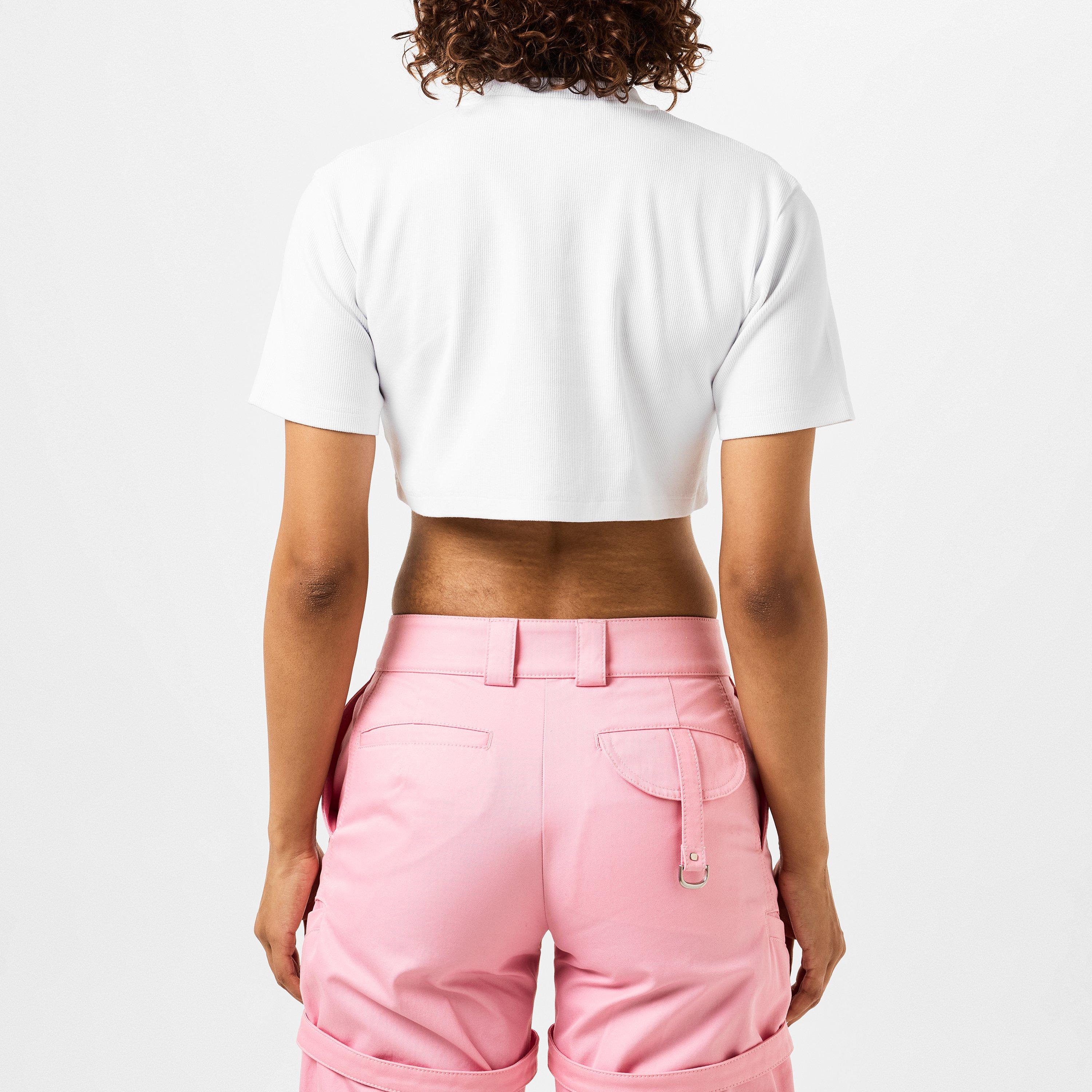 Off White Ribbed Cropped T-Shirt