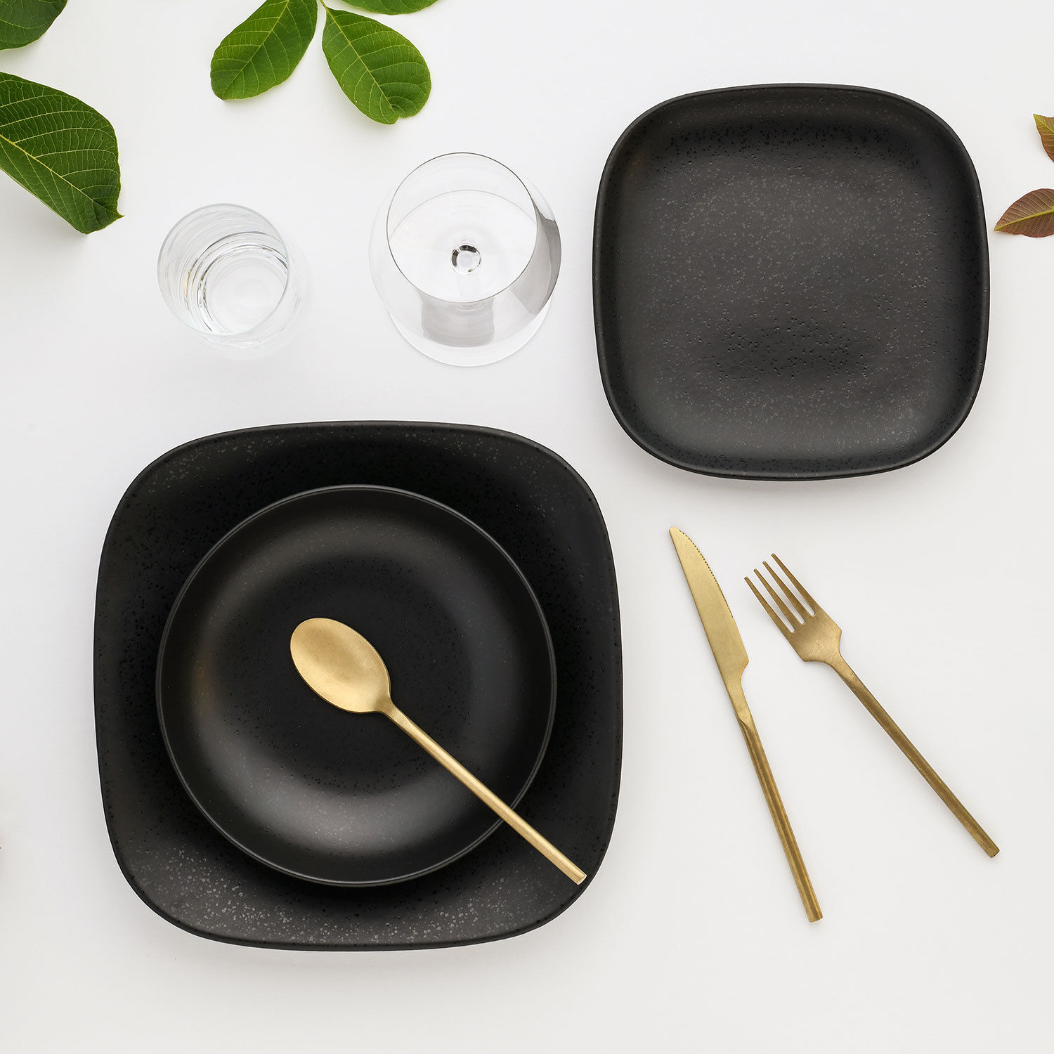 Teller-Set Magic Black Square, 12-teilig