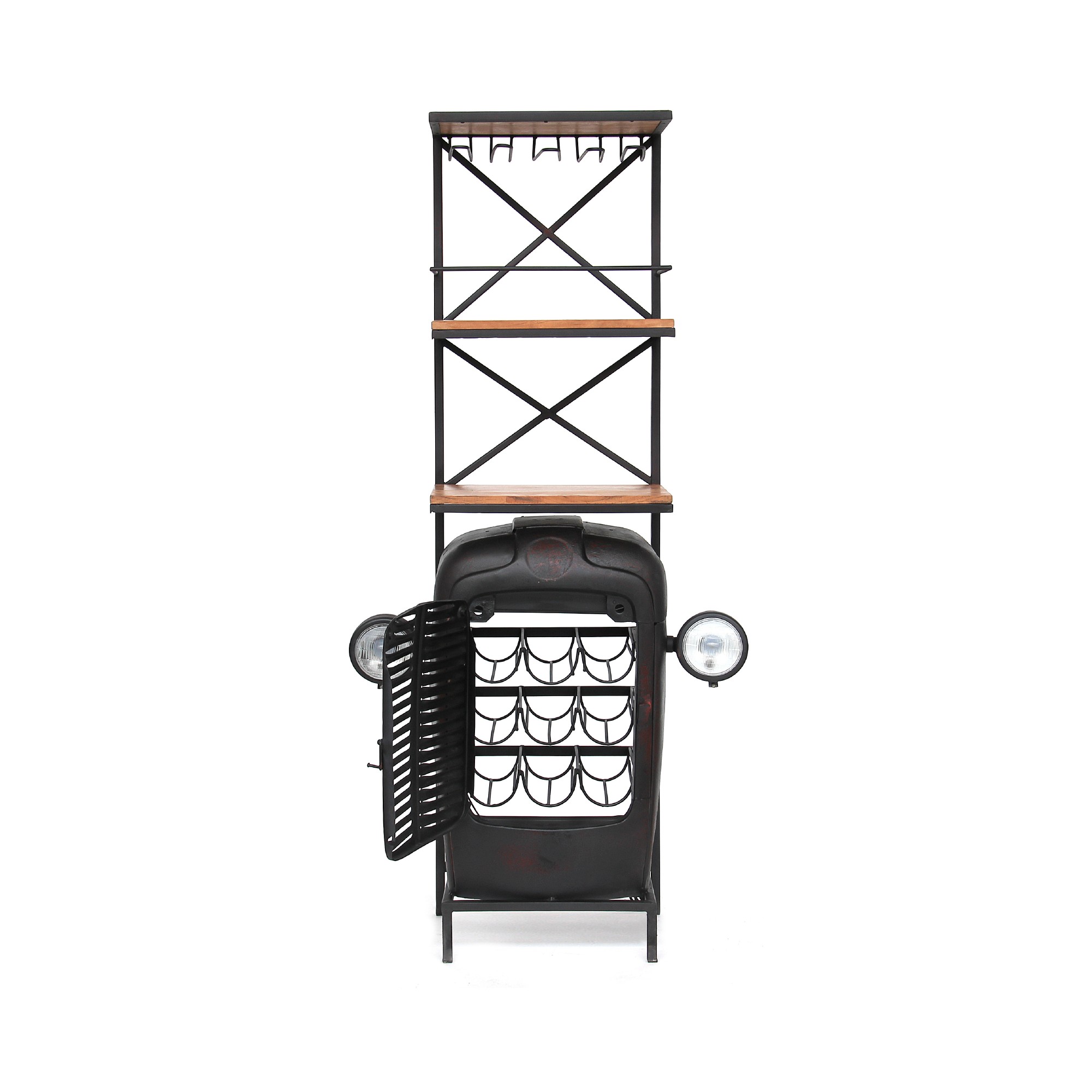 Traktor-Bar, schwarz, T 37 cm, B 87 cm, H 181 cm von fischer's lagerhaus