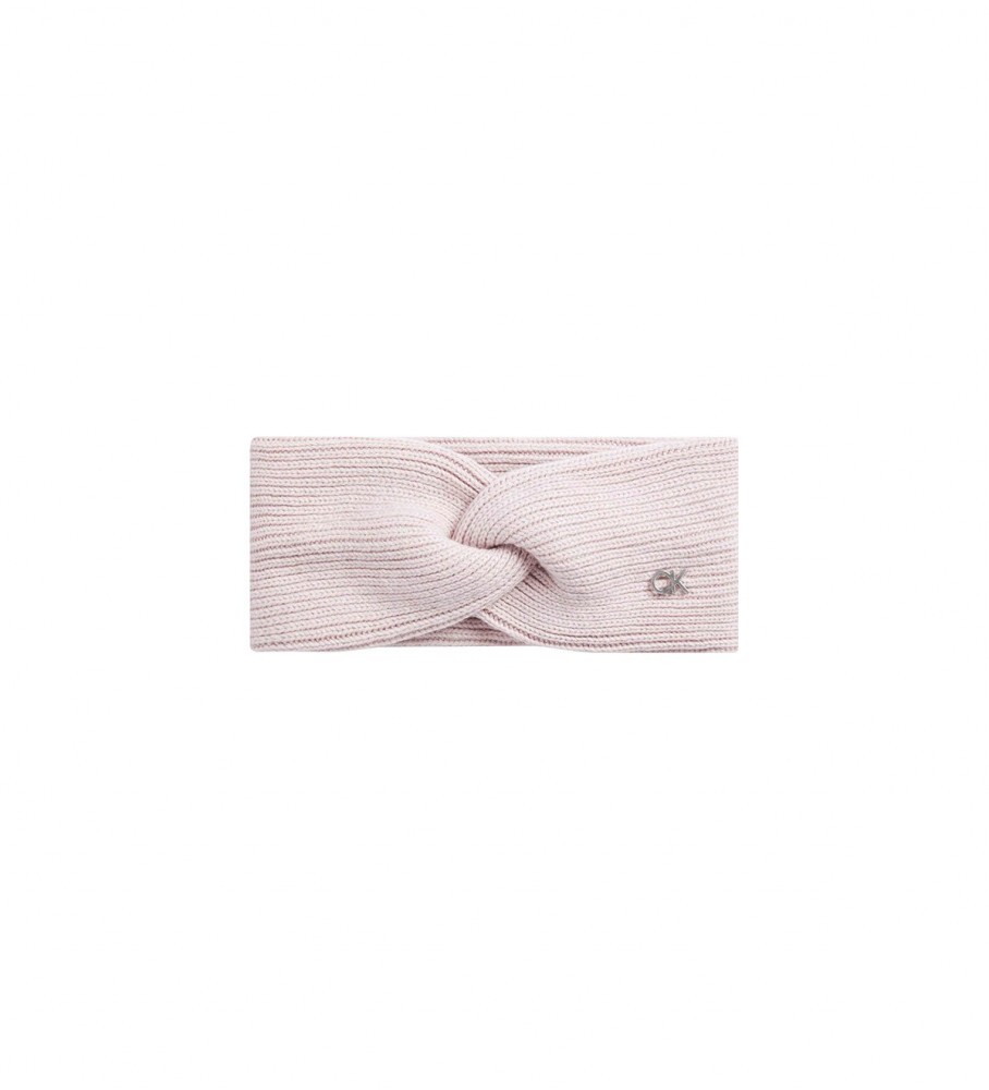 Faixa de cabelo torcida rosa Calvin Klein