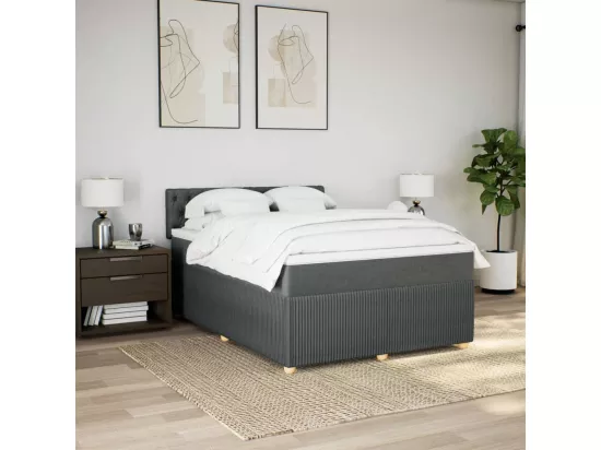 Sommier à lattes de lit avec matelas Gris foncé 160x200cm Tissu