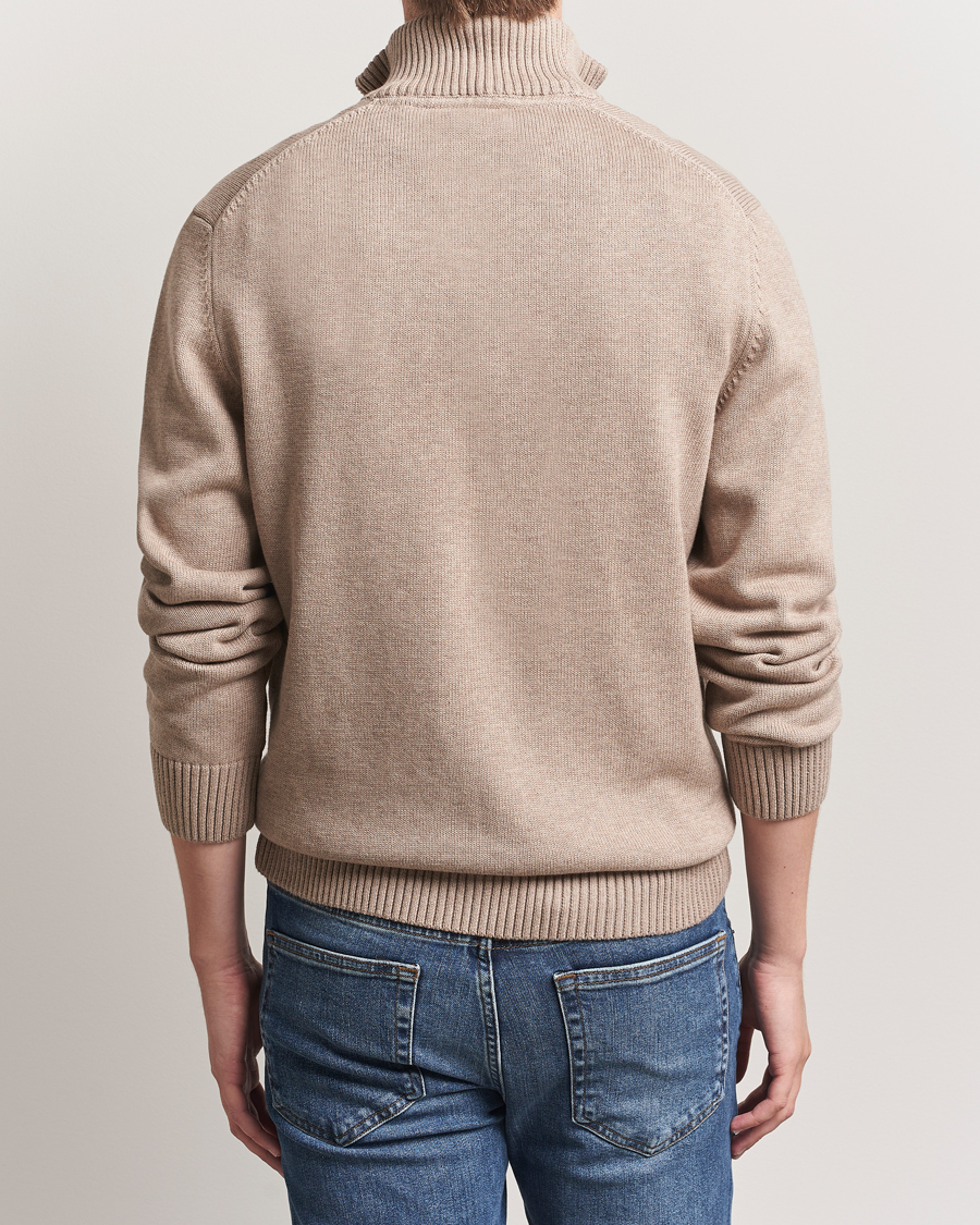 GANT Casual Cotton Half Zip Dark Sand Melange