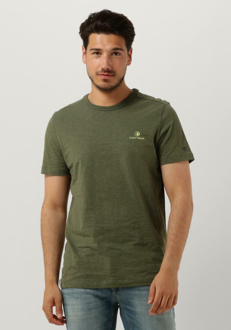 CAST IRON groene cast iron t-shirt short sleeve r-neck slub jersey
