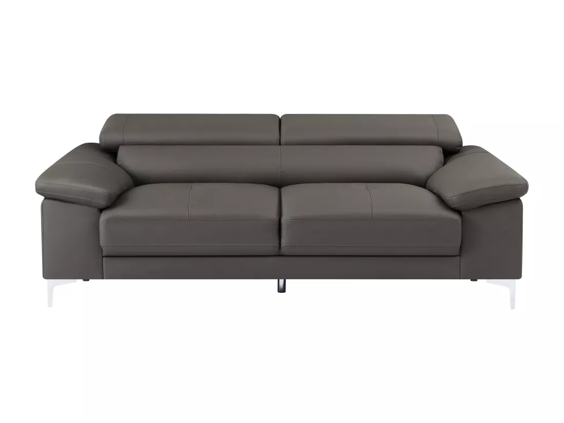 Canapé 3 places en cuir gris anthracite SOLANGE