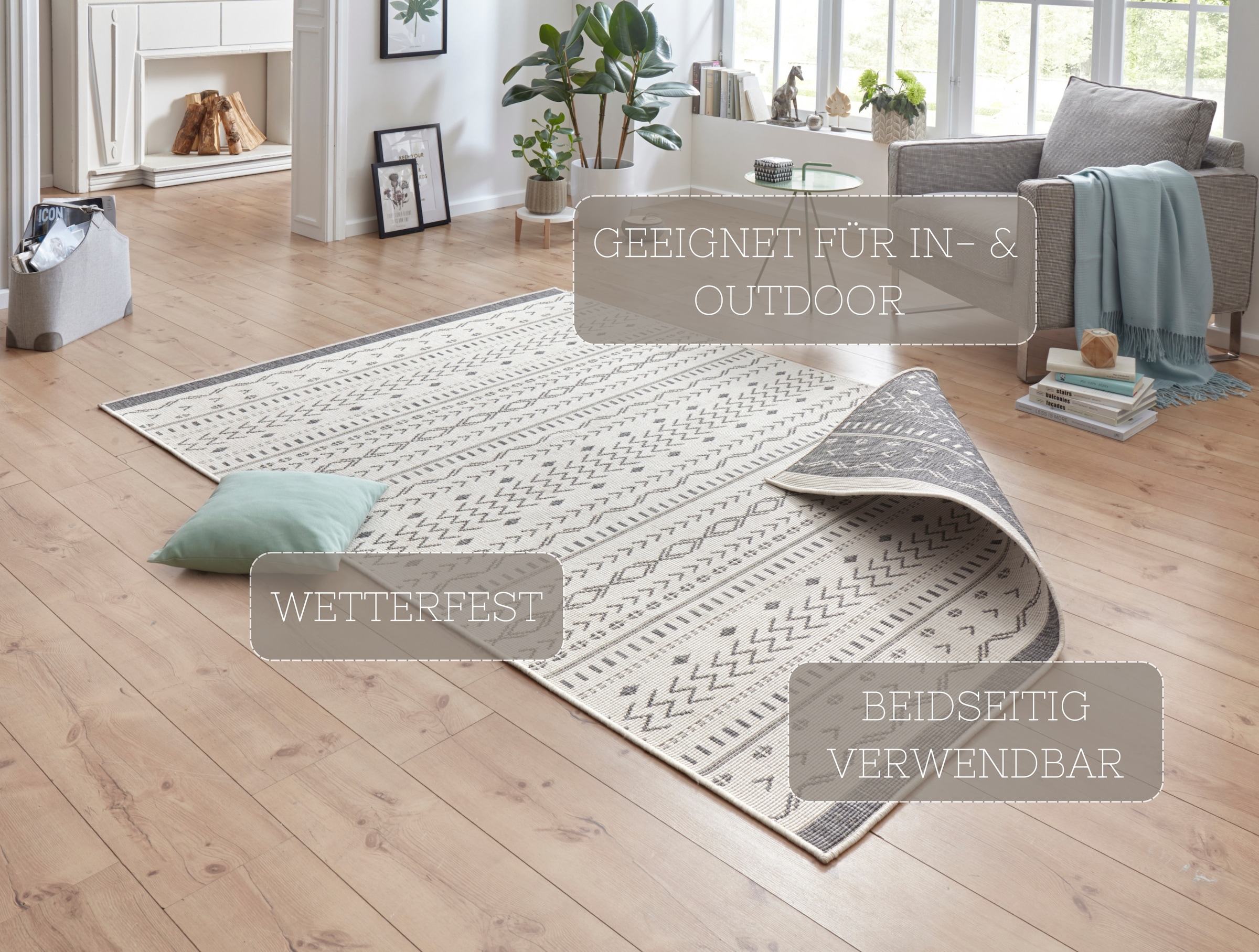 HANSE Home Teppich »Kuba Wendeteppich« rechteckig 5 mm Höhe In-& Outdoor, Wetterfest, Balkon, Läufer, Wohnzimmer, Wasserfest