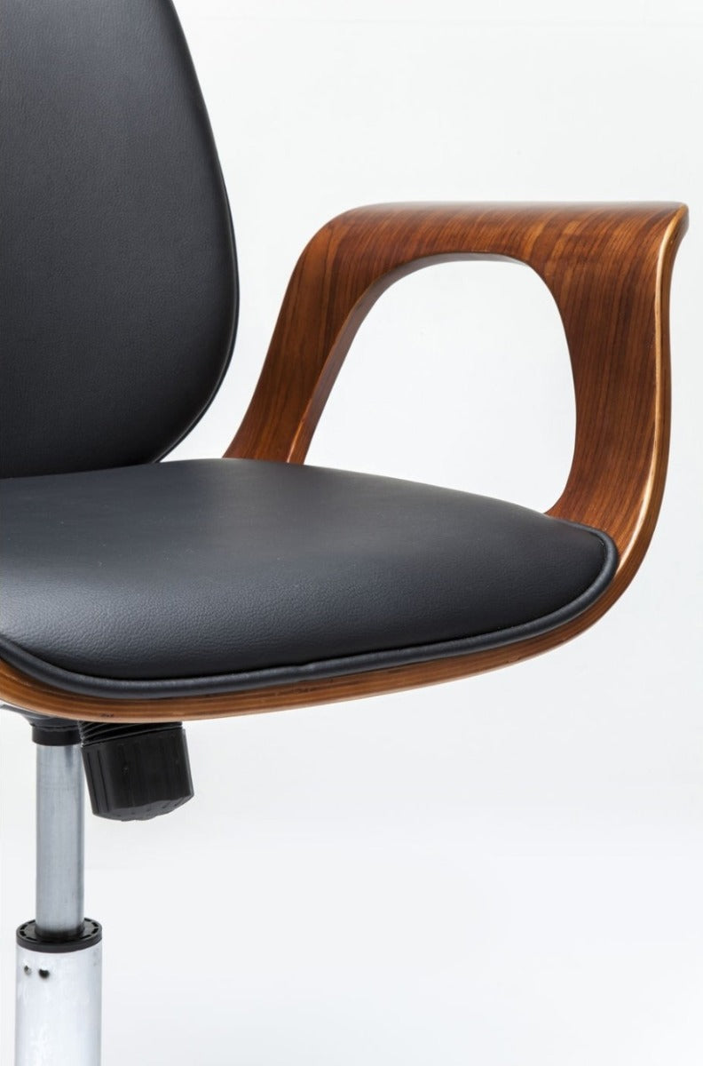 Kare Design Patron Walnut Bureaustoel - Kunstleer Zwart
