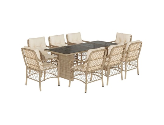 LES TENDANCES - Ensemble table et chaises de jardin-beige-8 places-456404