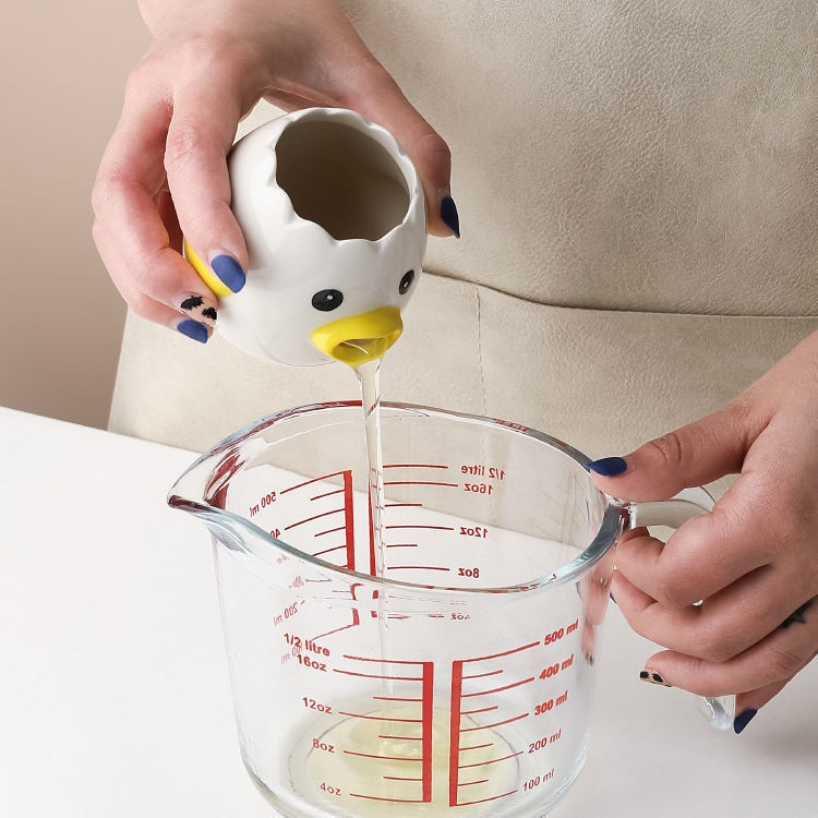 Keramik Ei Trenner Küken Eigelb Eiweiss Sieb Chicken Back Hilfsmittel Eieröffner - Weiss