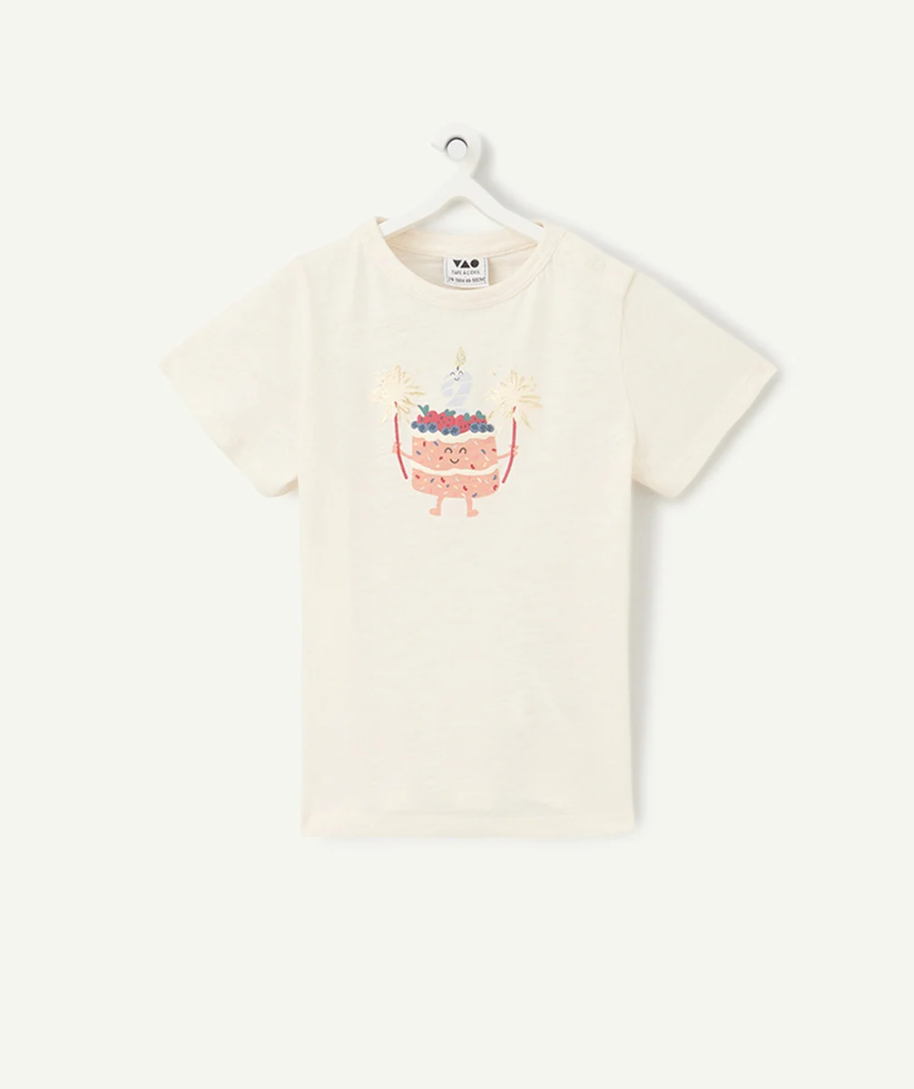 t-shirt en coton bio écru thème anniversaire TAO 2 ans