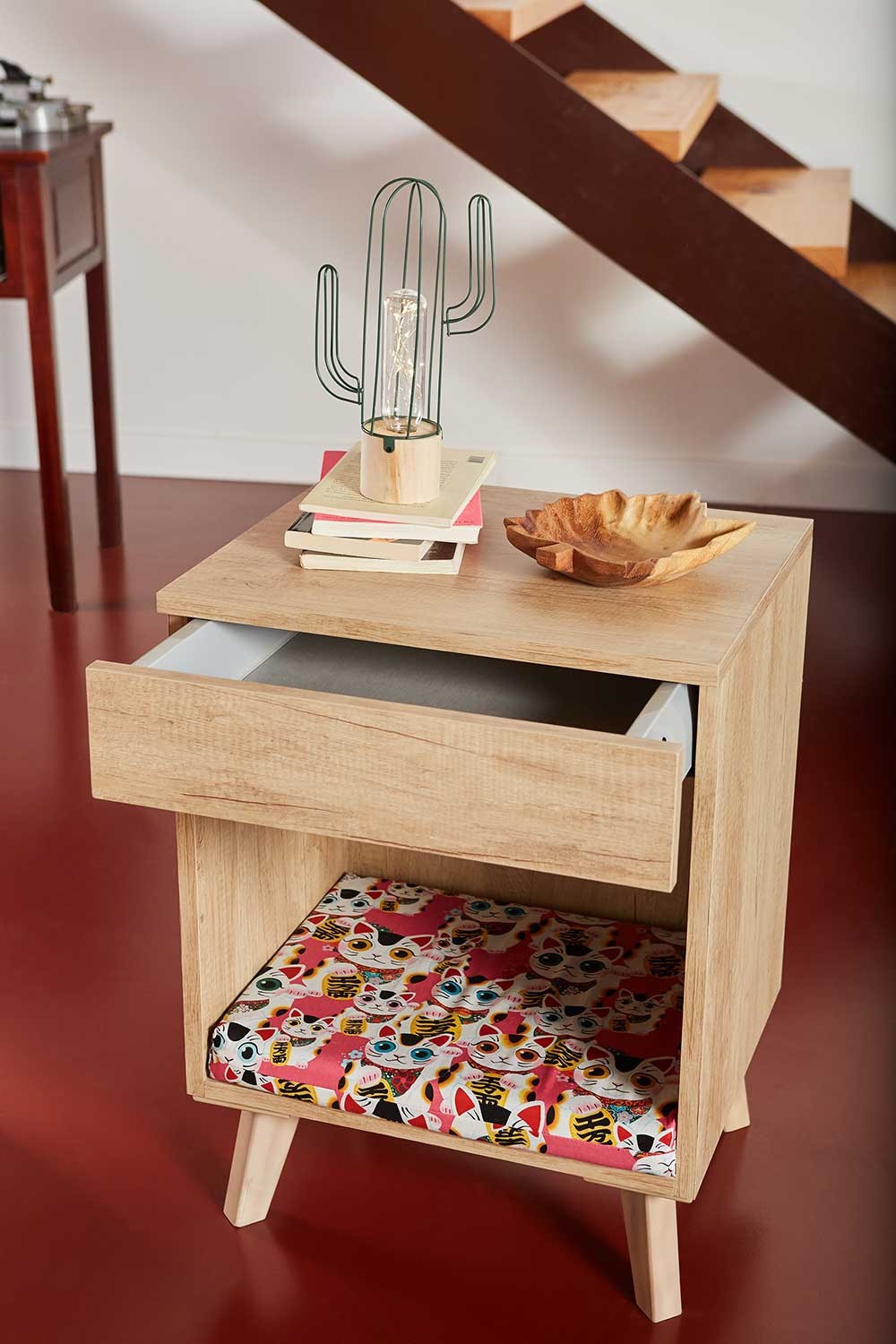 Mesa de cabeceira de madeira cor pinho Dino & Leben Jackson para cães