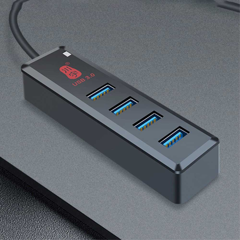 (60cm) USB A 3.0 Multiport Adapter Hub mit 4x USB A 3.0 Anschluss (5Gbit/s) - Schwarz