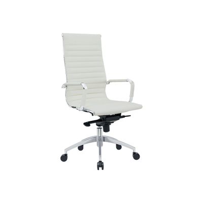 Fauteuil de bureau WARREN - accoudoirs fixes - cuir blanc