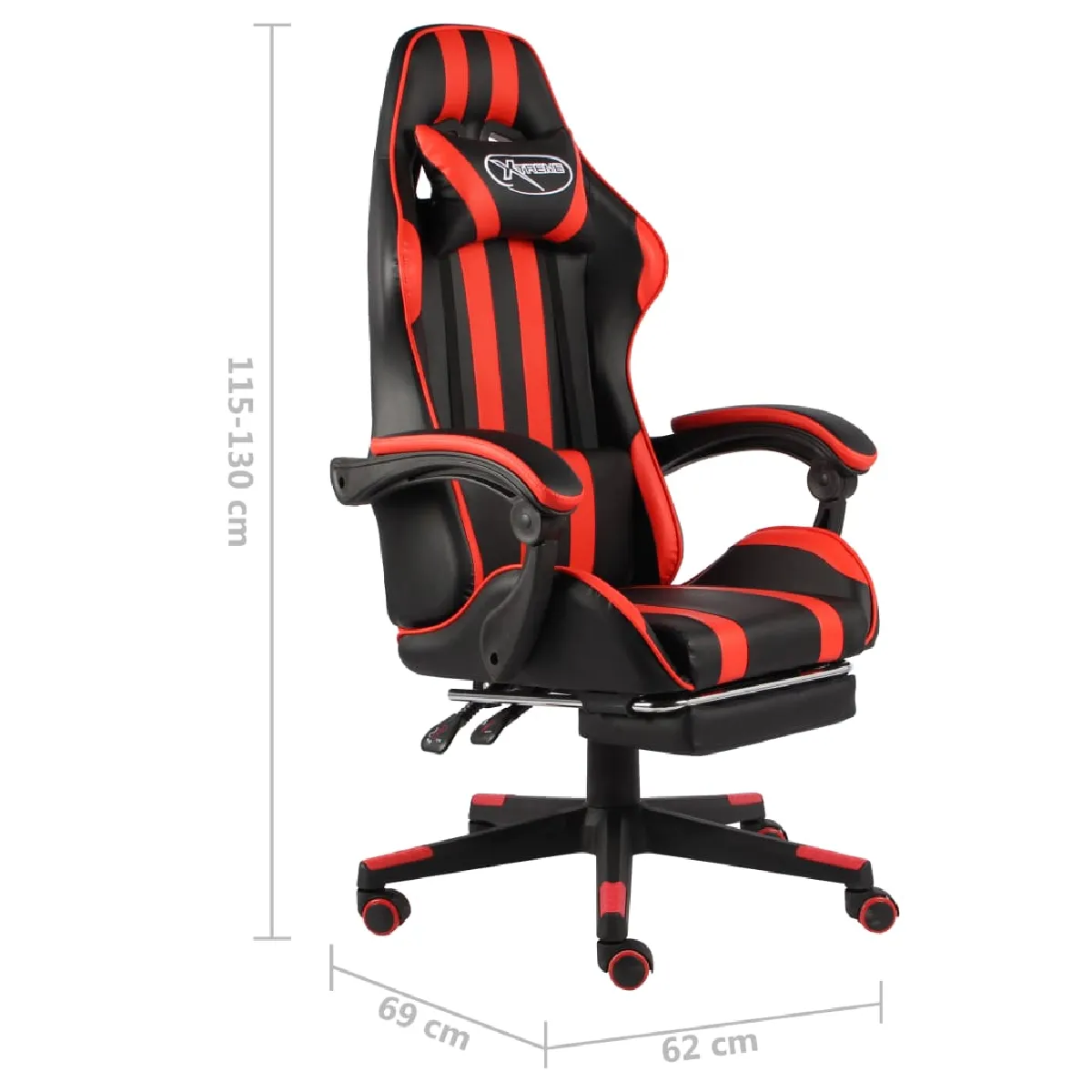 vidaXL Fauteuil de jeux vidéo Noir et rouge