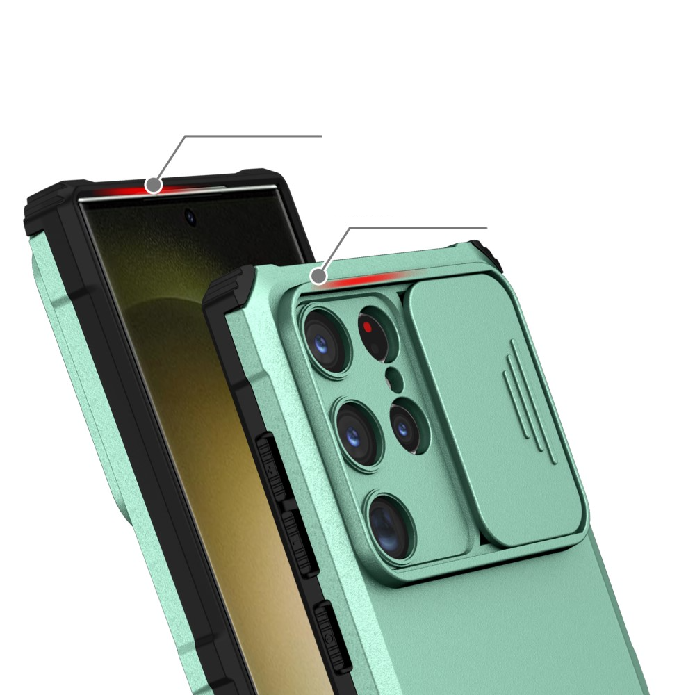 Samsung Galaxy S24 Ultra Hybrid Outdoor Hardcase Hülle mit Cam-Slider   Kickstand - Türkis (Matt)