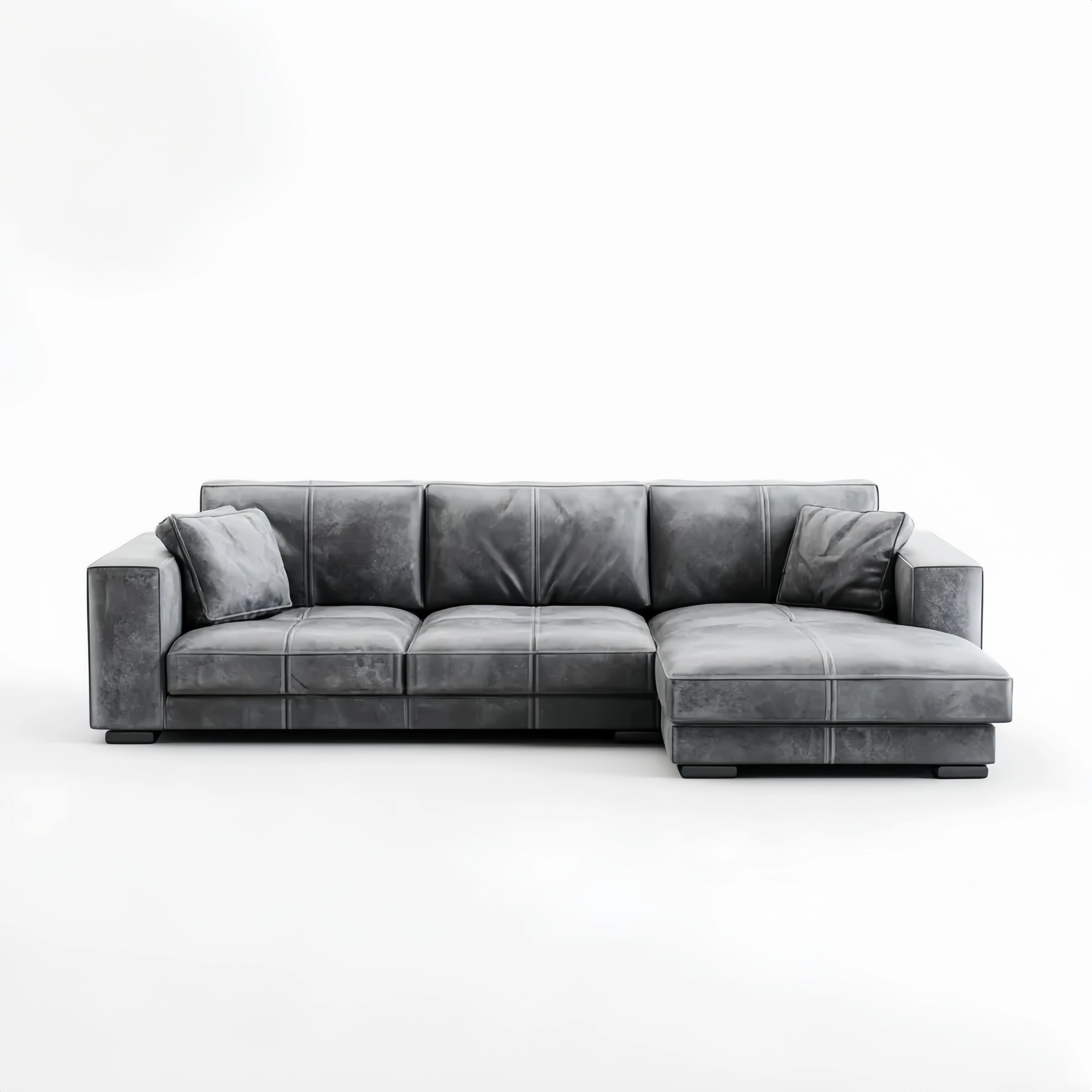 Ecksofa Lederoptik 300x200x90 cm - Dunkelgrau - Modernes Design