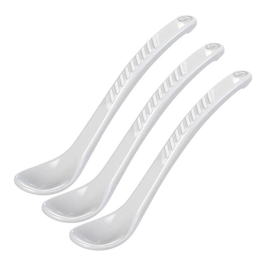 COUVERTS 3 CUILLERES D'ALIMENTATION INCURVEES GRIS PASTEL-6M+ - Ecru