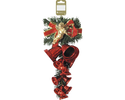 Kerstdecoratie belhanger met engel 36 cm rood