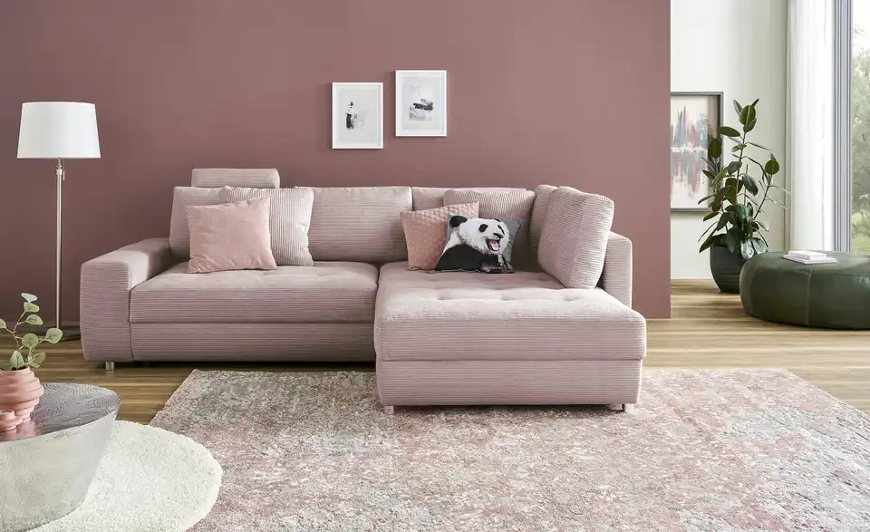 Ecksofa Arissa de Luxe Rosa rechts Cordstoff