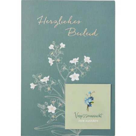 Coppenrath Verlag Trauerkarte mit Blumensamen,1 Stück; 2-fach sortiert