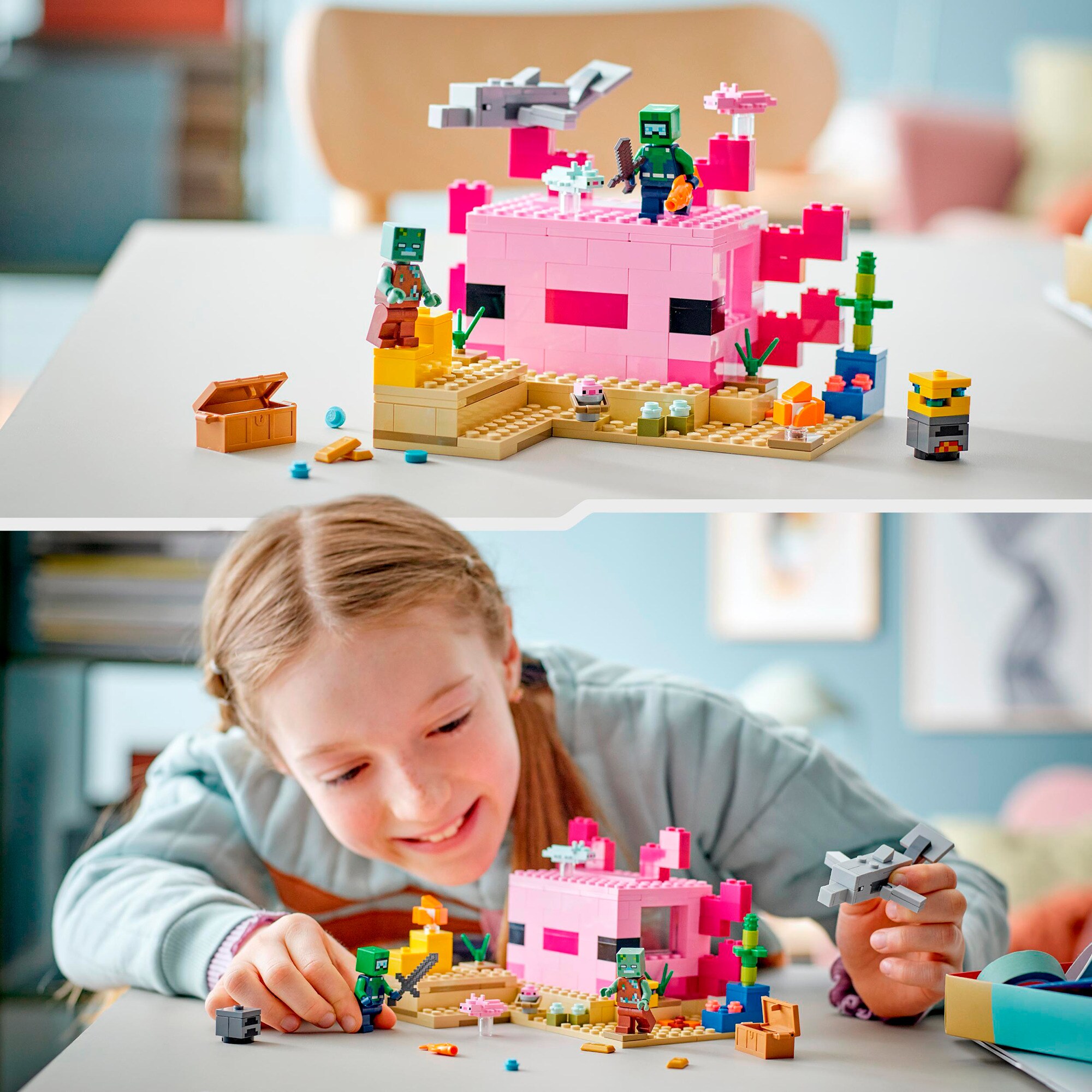 LEGO Konstruktionsspielzeug Minecraft Das Axolotl-Haus