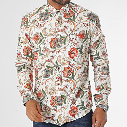 Chemise Manches Longues Blanc Floral