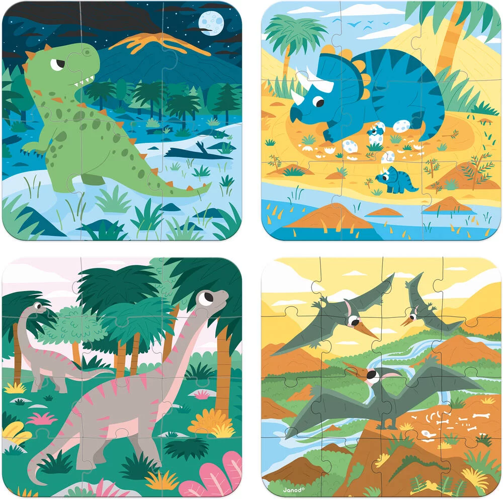 4 PUZZLES DINOSAURES